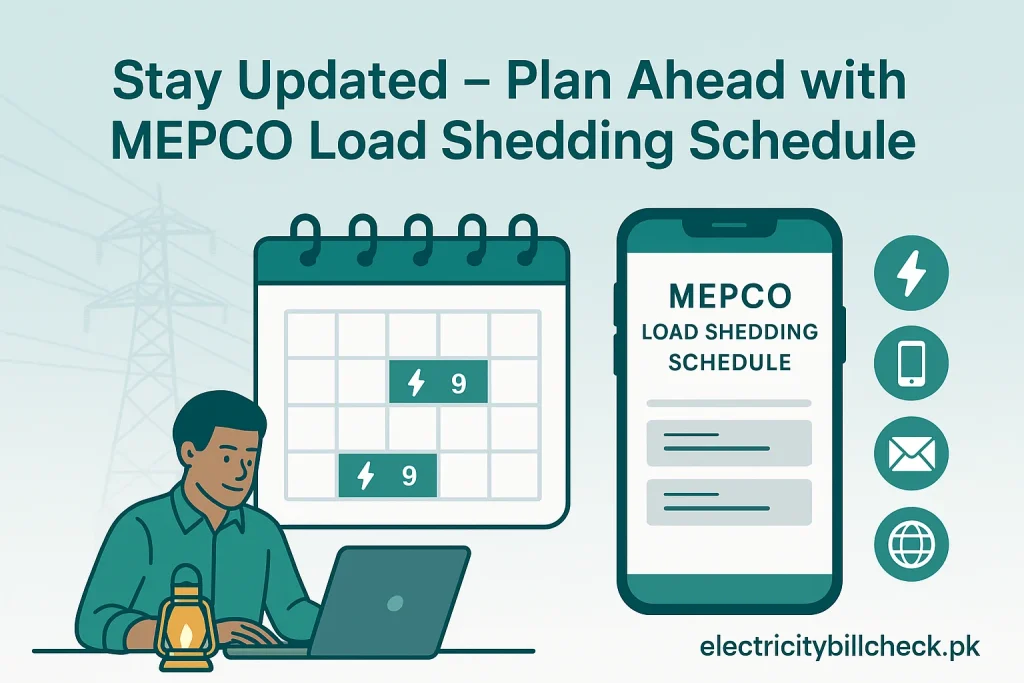 Updated load shedding schedule of Mepco image